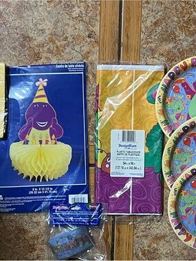 Vintage Barney Party Supply Bundle